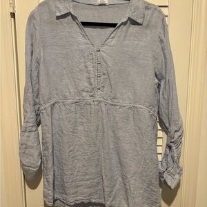 Sigrid Olsen Soft Blue Tunic Top linen